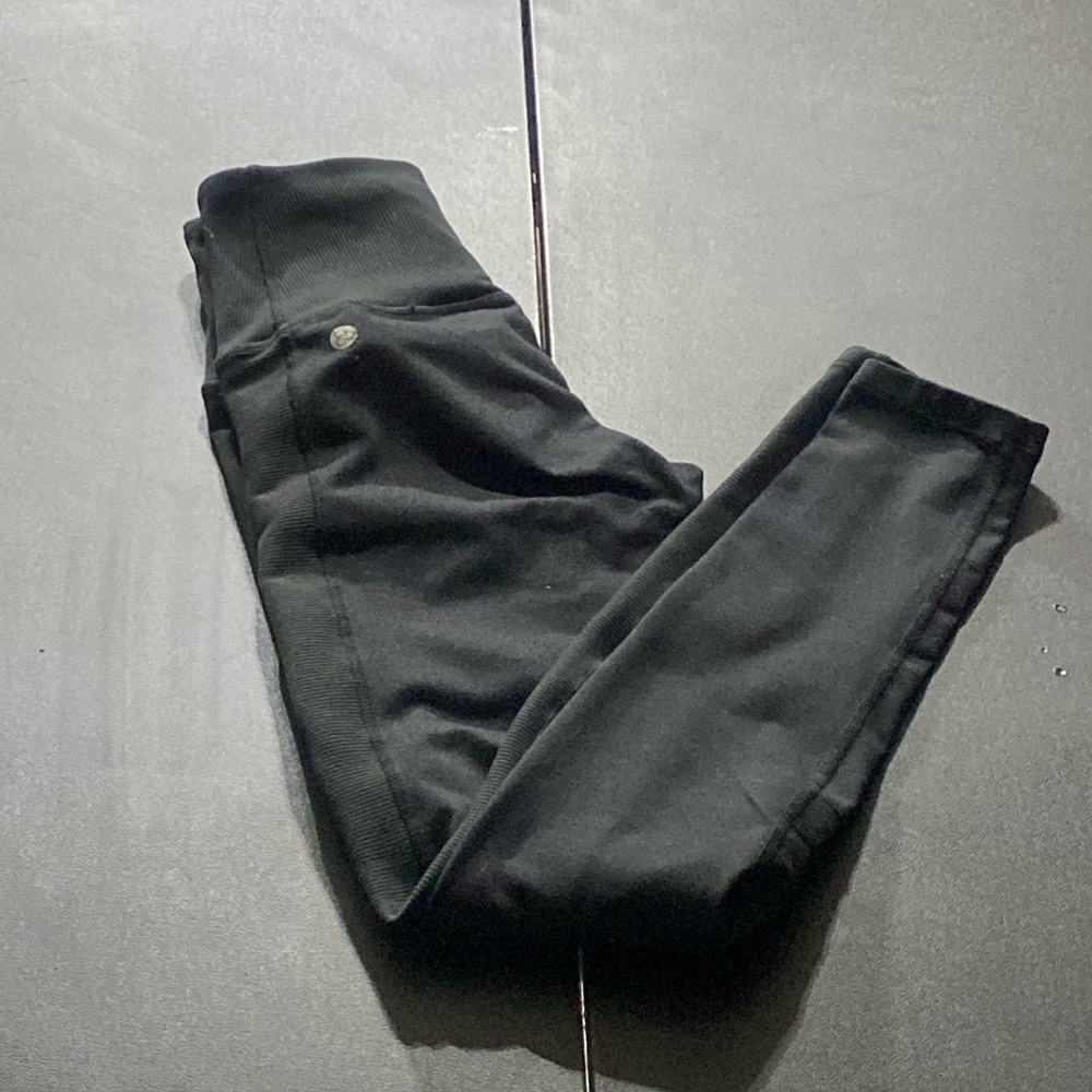 Zella Black Leggings With Ribbed Details